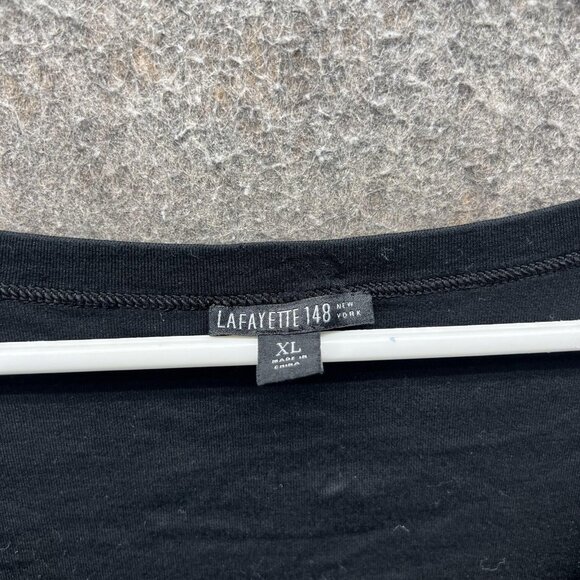 Lafayette 148 New York Shirt Womens XL Black Scoop Neck Stretch Tee Top - Picture 3 of 9